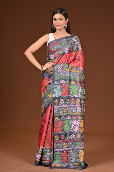 PURE  SILK KANTHA SAREE