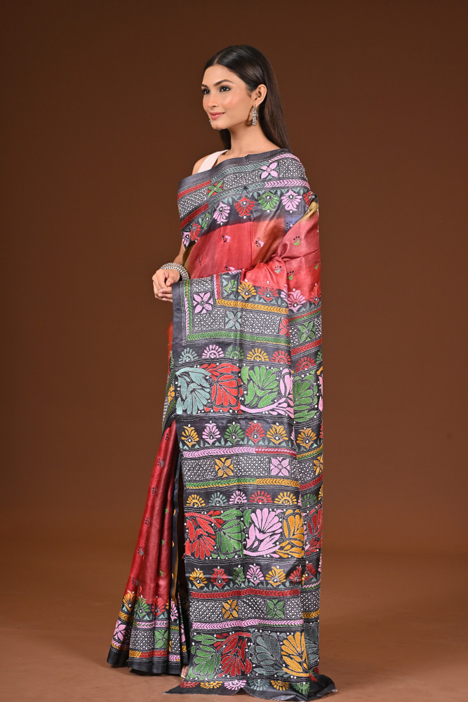 PURE  SILK KANTHA SAREE