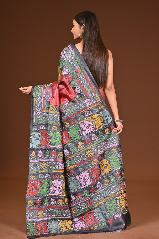 PURE  SILK KANTHA SAREE