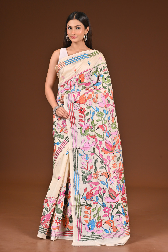 PURE  SILK KANTHA SAREE