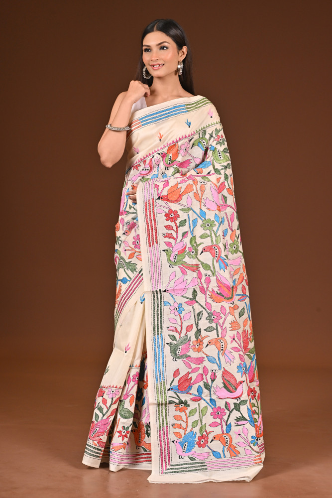 PURE  SILK KANTHA SAREE
