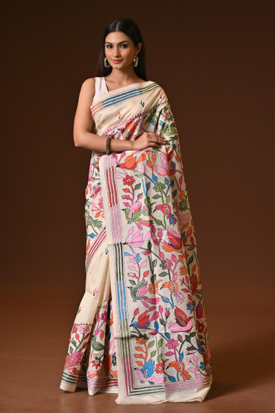 PURE  SILK KANTHA SAREE