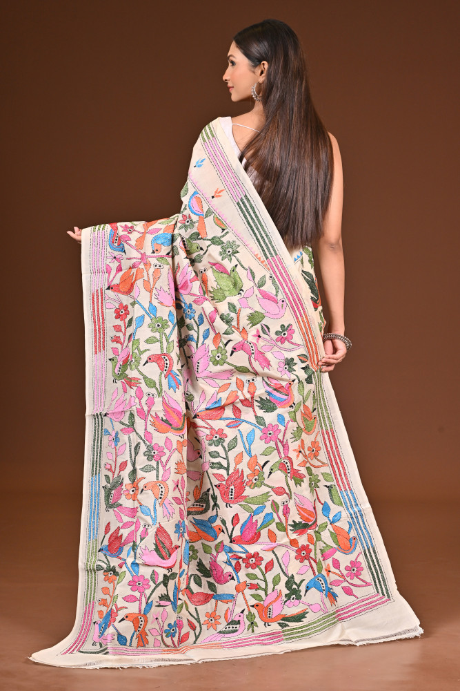 PURE  SILK KANTHA SAREE