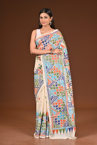 PURE  SILK KANTHA SAREE