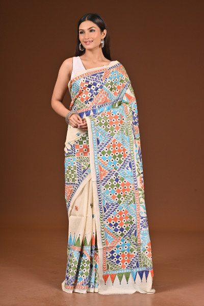 PURE  SILK KANTHA SAREE