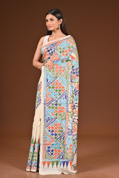 PURE  SILK KANTHA SAREE
