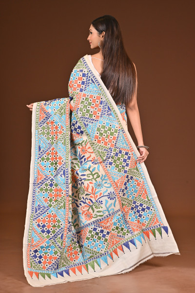 PURE  SILK KANTHA SAREE