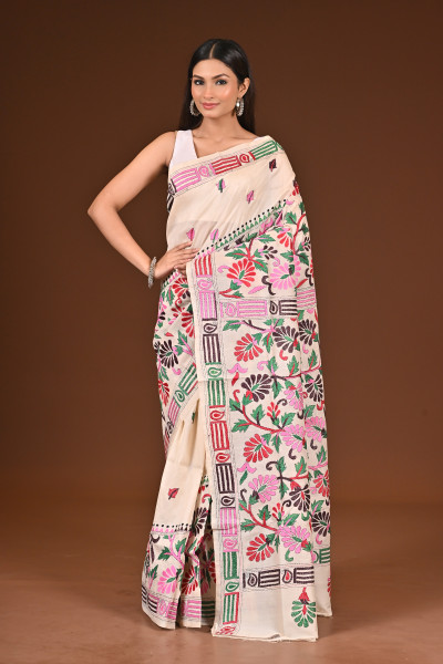 PURE  SILK KANTHA SAREE