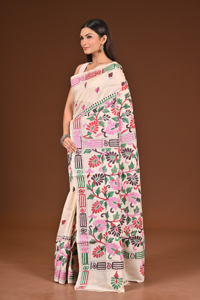 PURE  SILK KANTHA SAREE