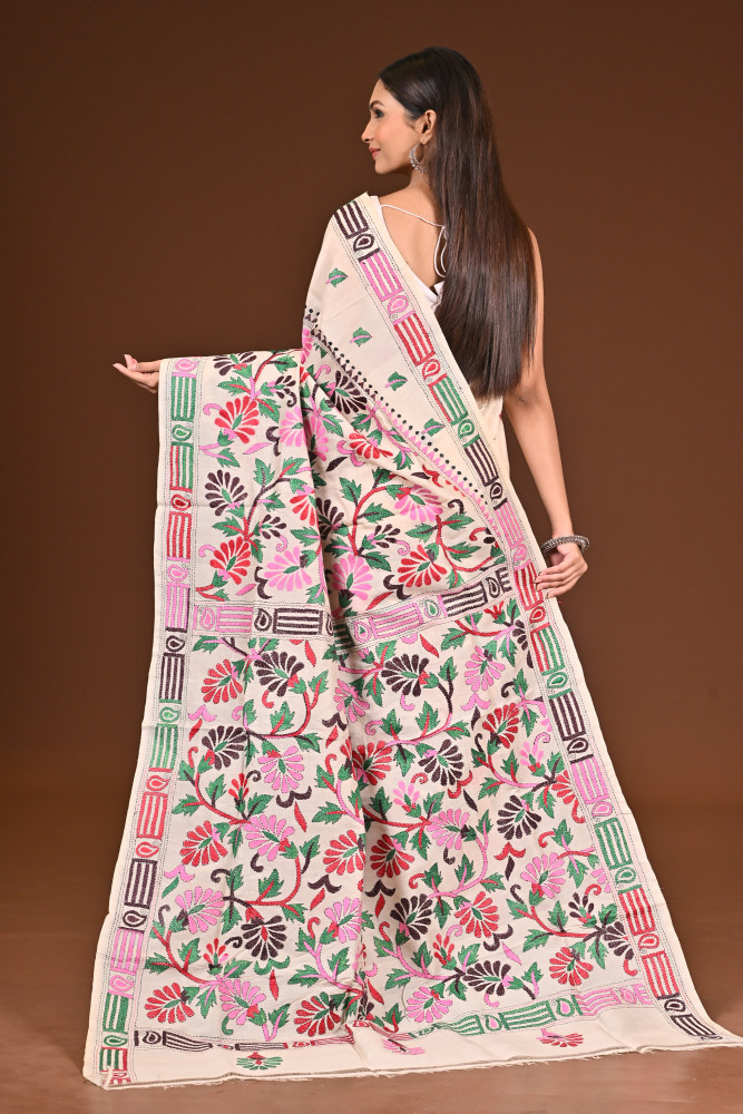 PURE  SILK KANTHA SAREE