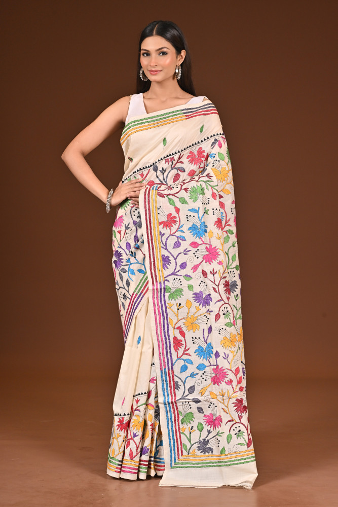 Image of PURE  SILK KANTHA SAREE