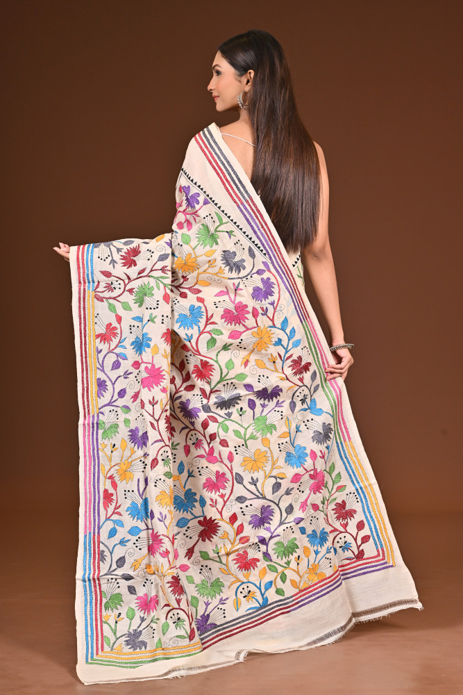 PURE  SILK KANTHA SAREE