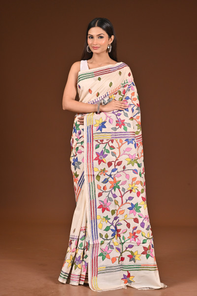PURE  SILK KANTHA SAREE