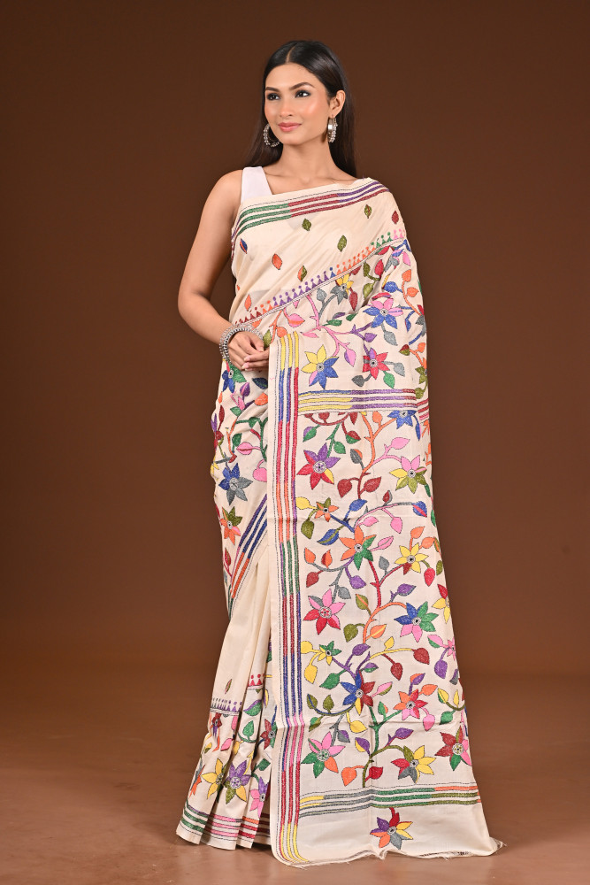 PURE  SILK KANTHA SAREE