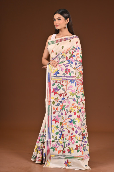 PURE  SILK KANTHA SAREE