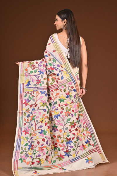 PURE  SILK KANTHA SAREE
