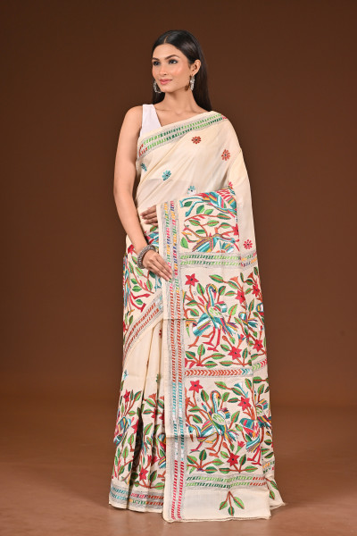 PURE  SILK KANTHA SAREE