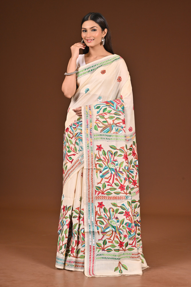 PURE  SILK KANTHA SAREE