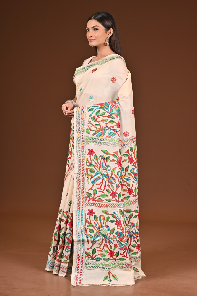 PURE  SILK KANTHA SAREE