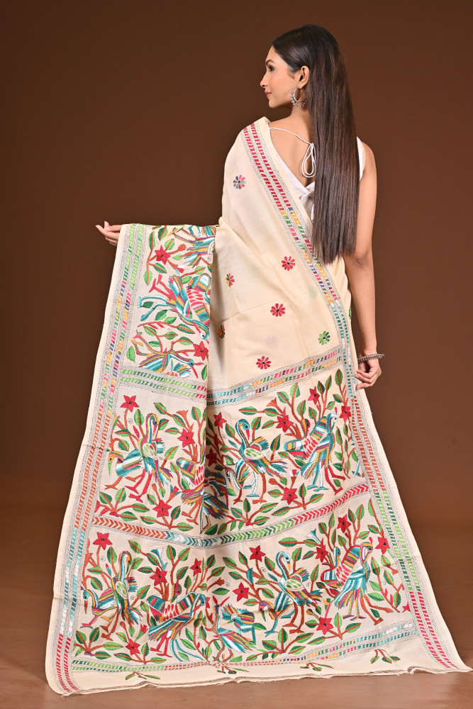 PURE  SILK KANTHA SAREE