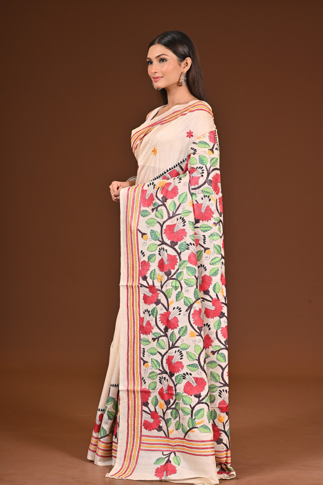 PURE  SILK KANTHA SAREE