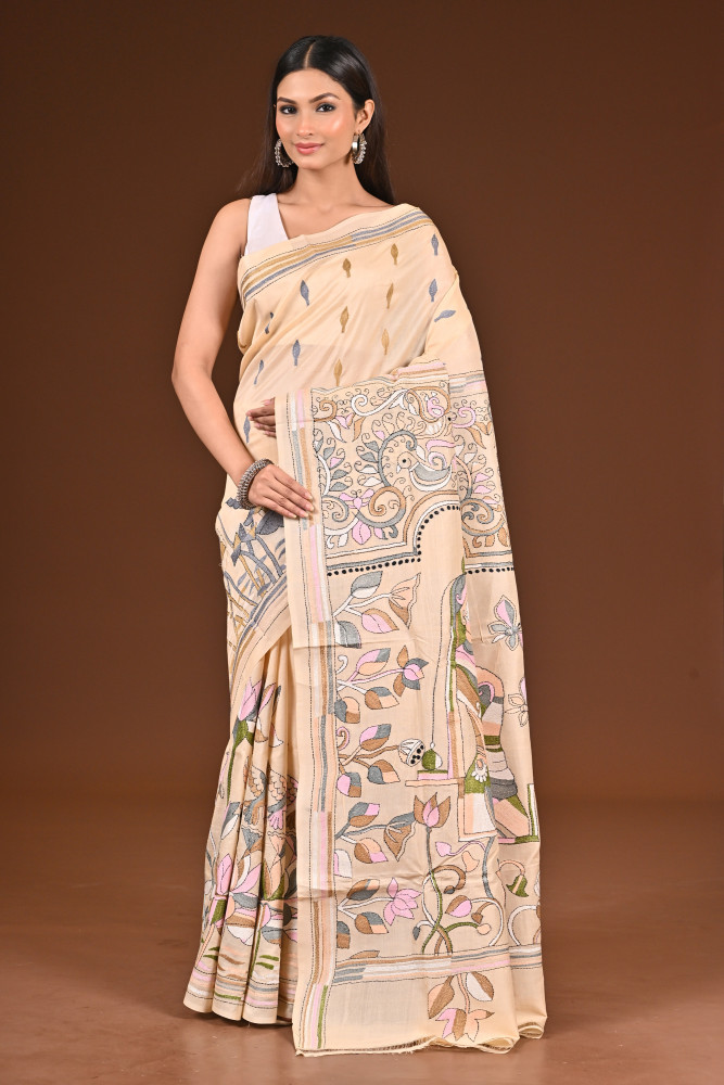 PURE  SILK KANTHA SAREE