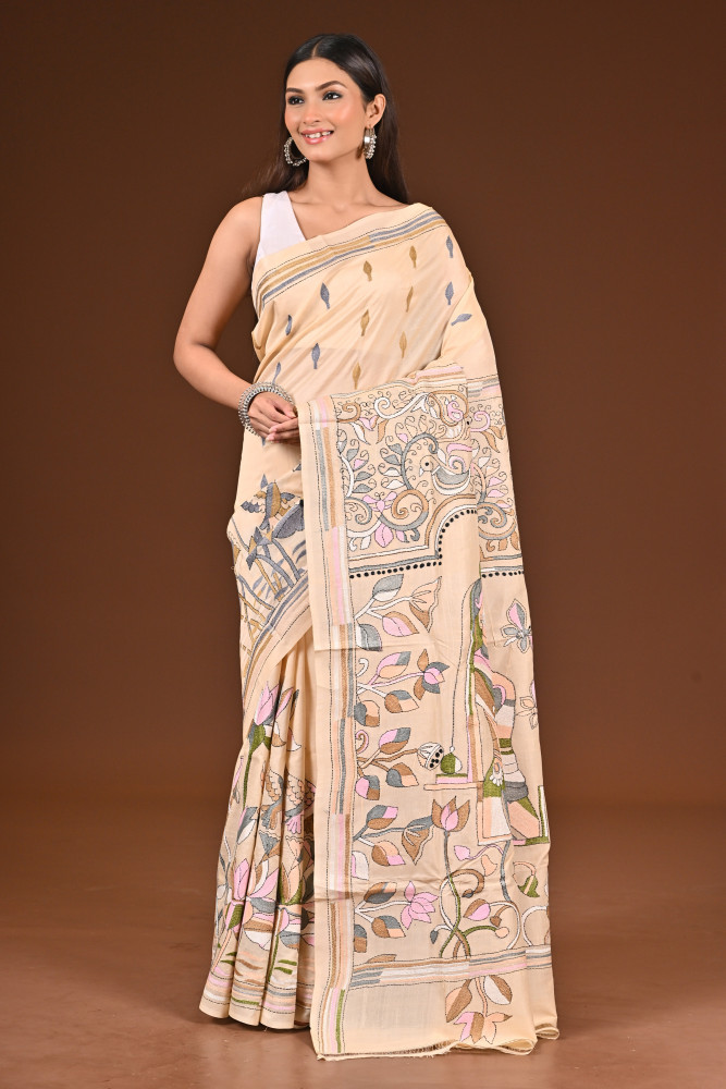 PURE  SILK KANTHA SAREE