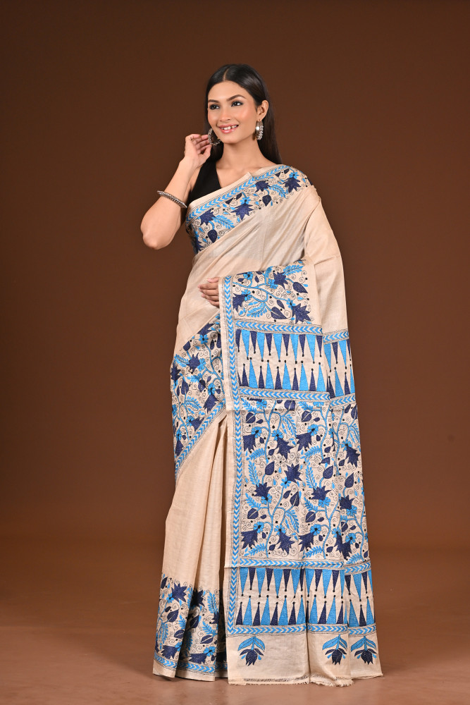 PURE  SILK KANTHA SAREE
