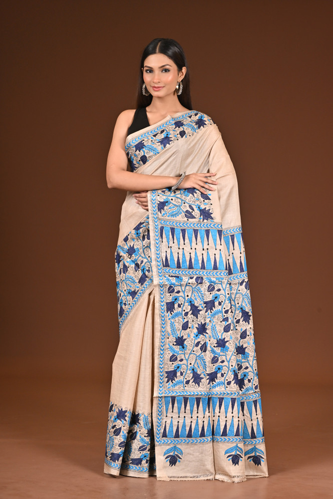PURE  SILK KANTHA SAREE