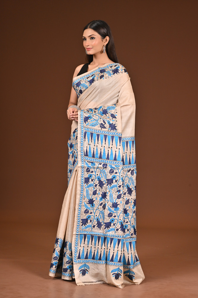 PURE  SILK KANTHA SAREE