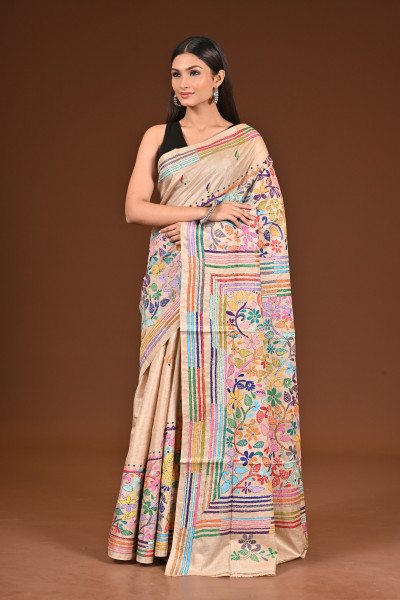 PURE  SILK KANTHA SAREE