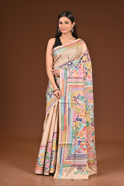 PURE  SILK KANTHA SAREE