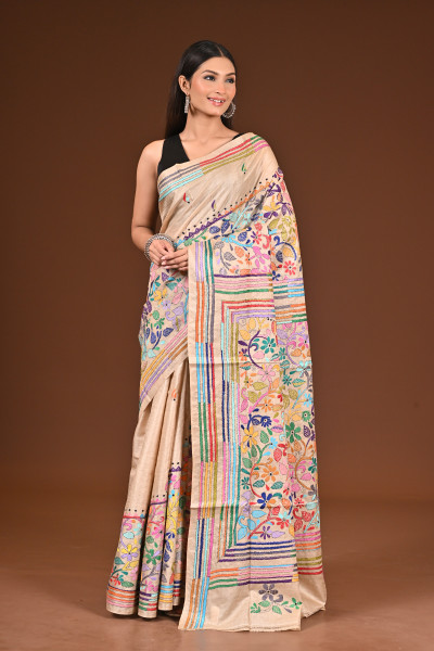 PURE  SILK KANTHA SAREE