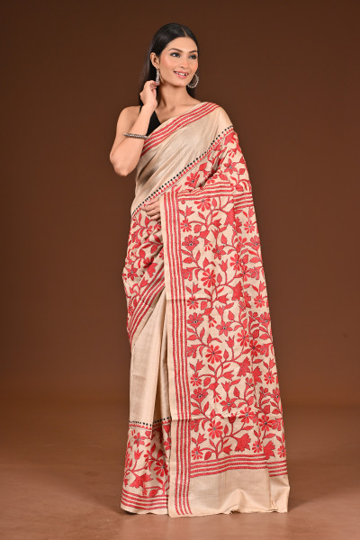 PURE  SILK KANTHA SAREE