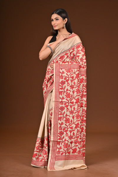 PURE  SILK KANTHA SAREE