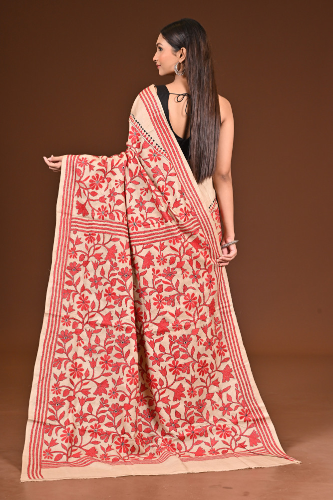 PURE  SILK KANTHA SAREE
