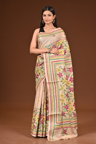 PURE  SILK KANTHA SAREE