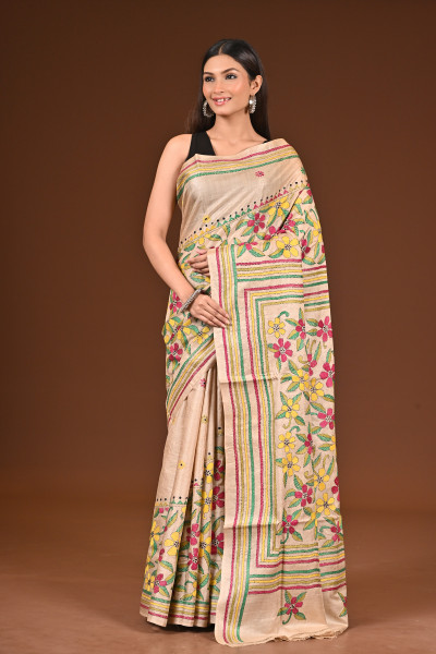 PURE  SILK KANTHA SAREE