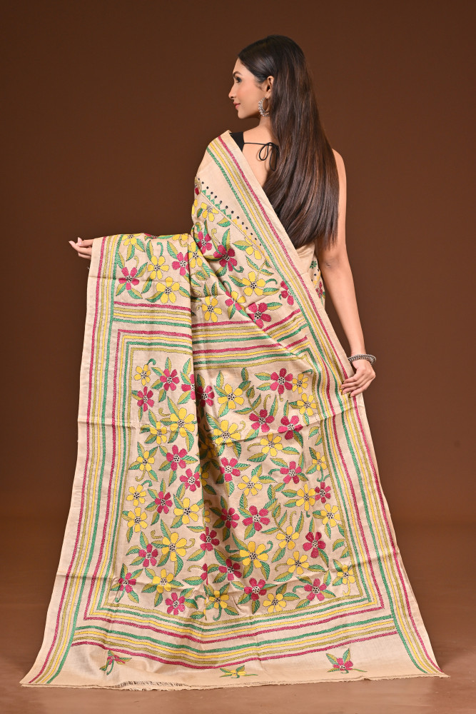 PURE  SILK KANTHA SAREE