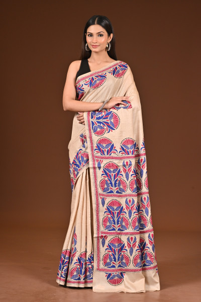 PURE  SILK KANTHA SAREE
