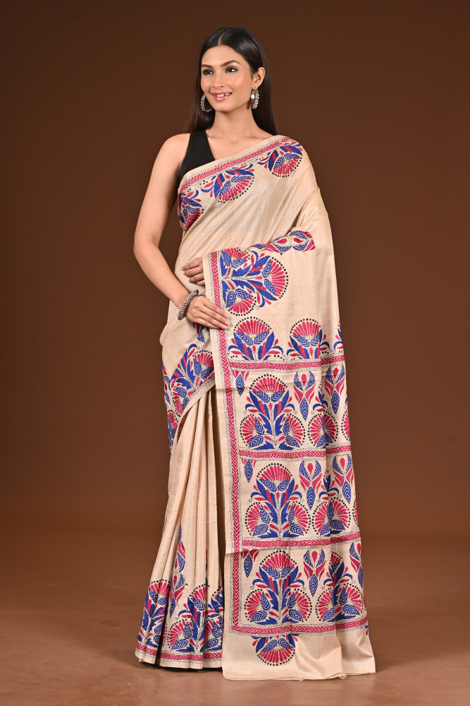 PURE  SILK KANTHA SAREE
