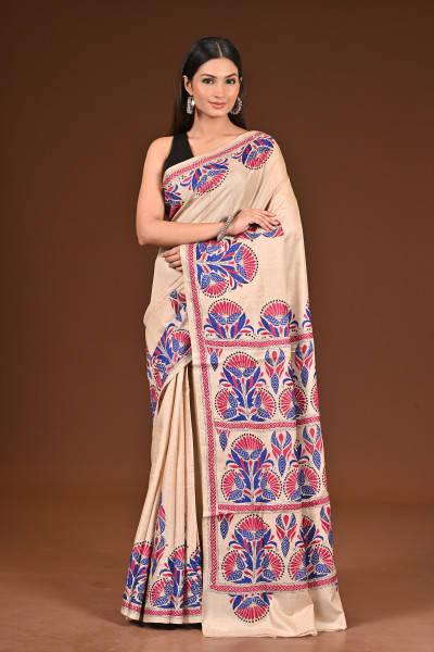 PURE  SILK KANTHA SAREE