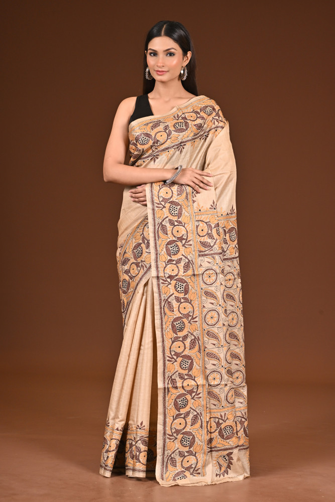 TUSSAR SILK KANTHA SAREE