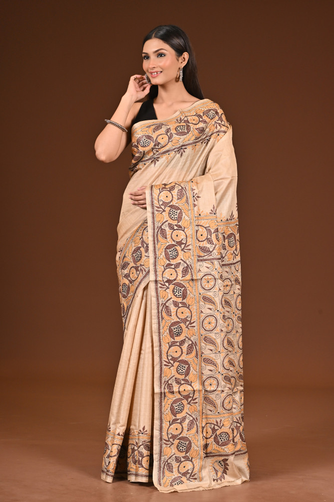 TUSSAR SILK KANTHA SAREE