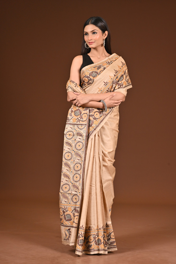 TUSSAR SILK KANTHA SAREE