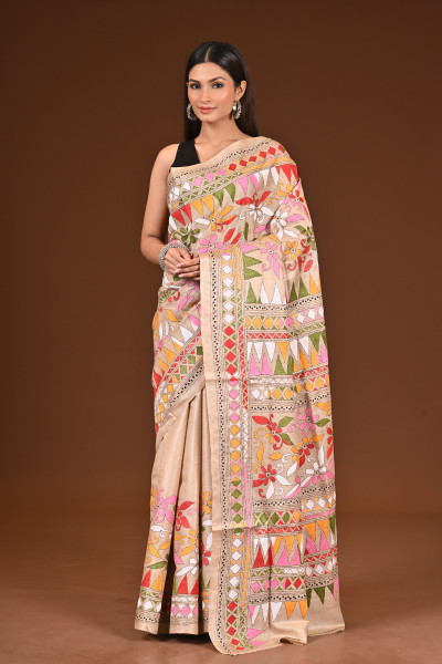 TUSSAR SILK KANTHA SAREE