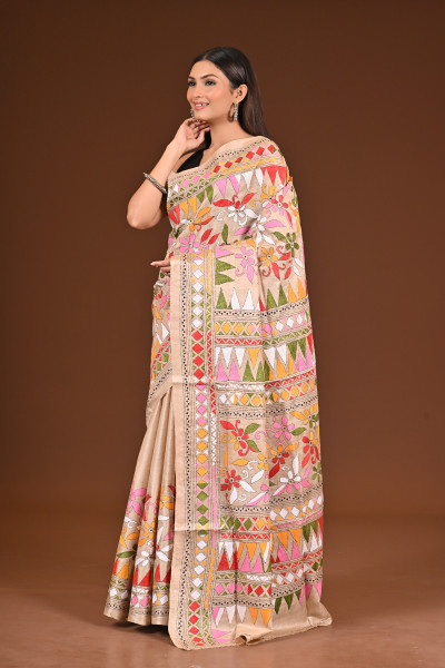 TUSSAR SILK KANTHA SAREE