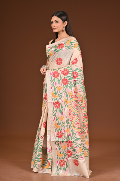 TUSSAR SILK KANTHA SAREE