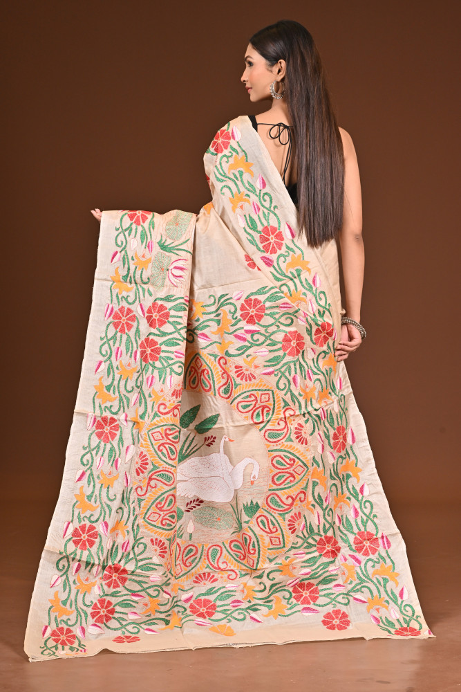 TUSSAR SILK KANTHA SAREE