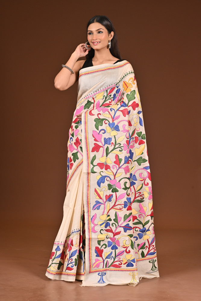 PURE  SILK KANTHA SAREE